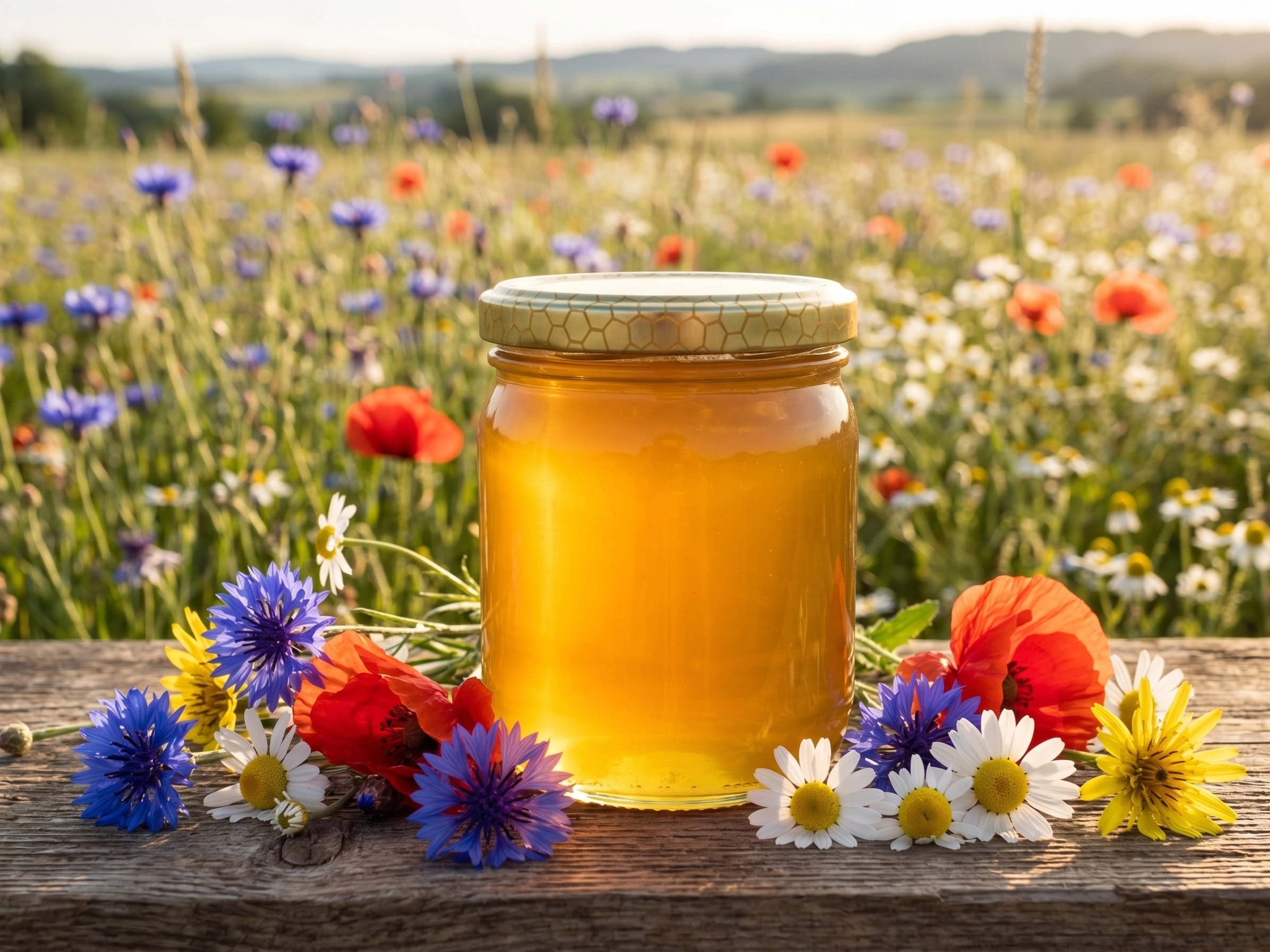 Sommer-Blütenhonig von Imkerei Herzog — goldgelb im 500g Glas