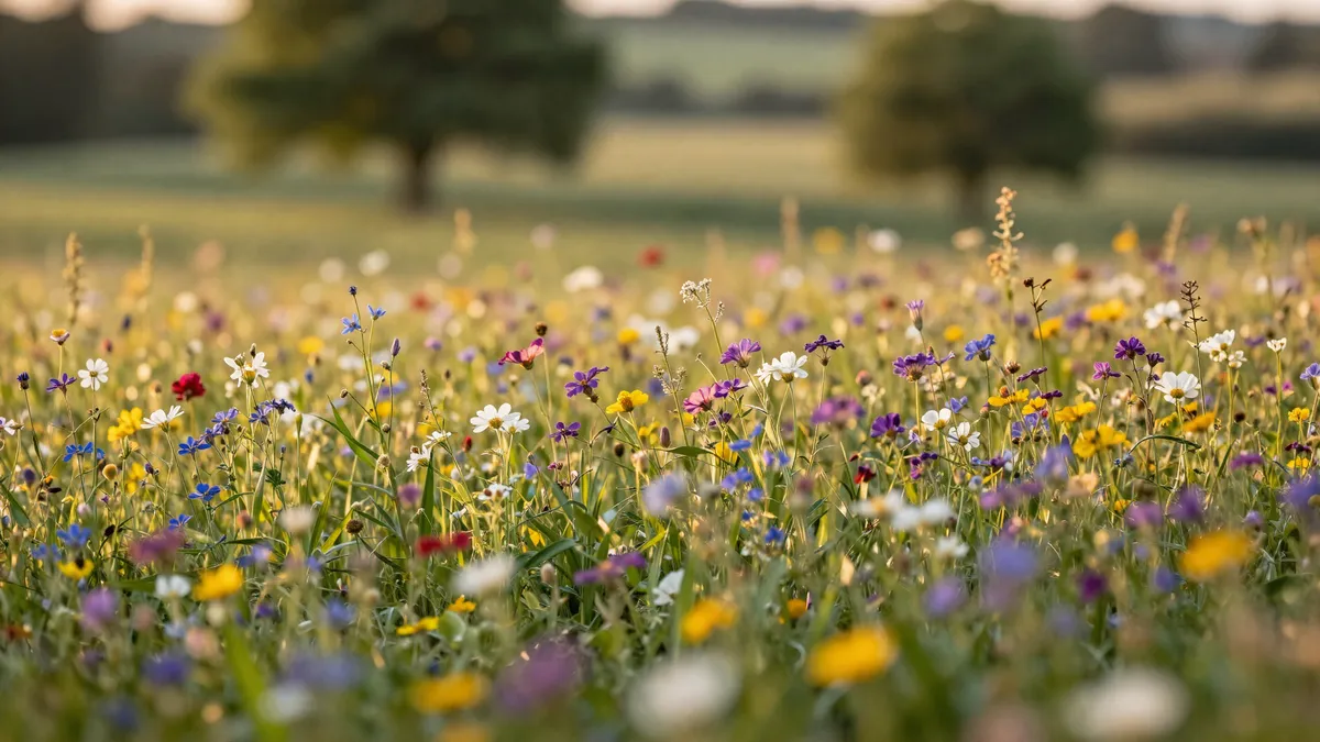 Blumenwiese im Jagsttal zur Goldenen Stunde